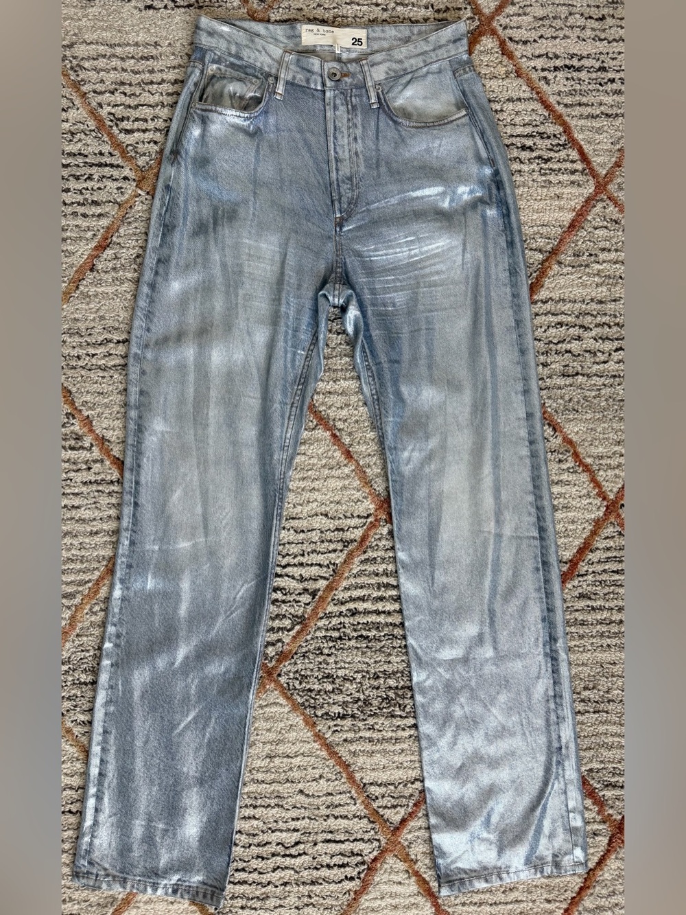 Rag and Bone Alex Liquid Silver Pants 25